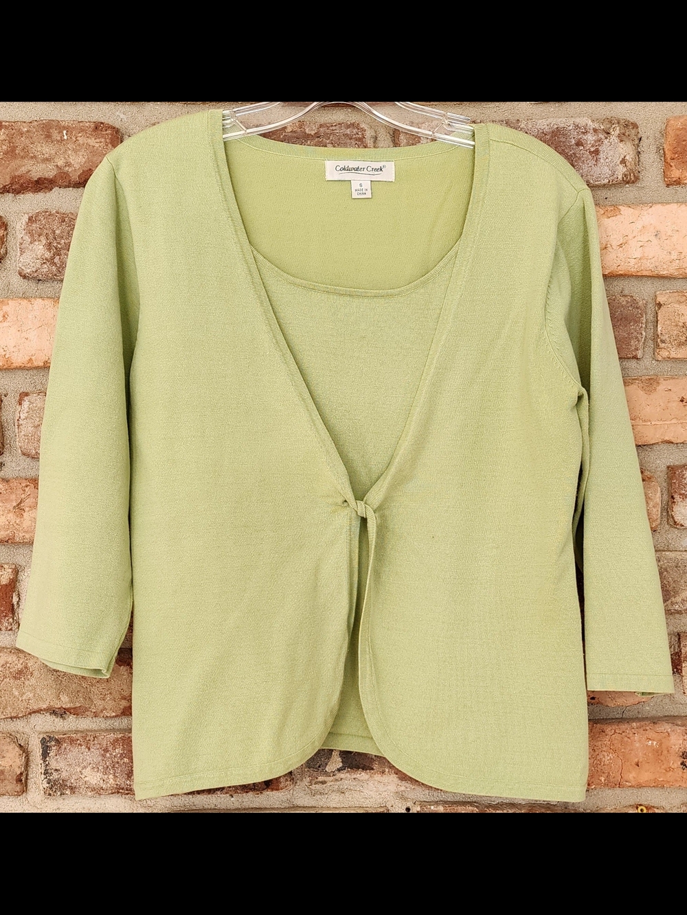 Coldwater Creek Light Green Mock Two-Piece Knit Top Set